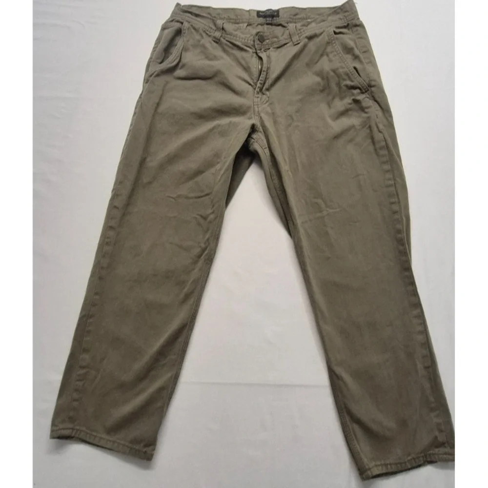 Banana Republic men's green chino‎ pants 35x30 Athletic Fit flat front straight